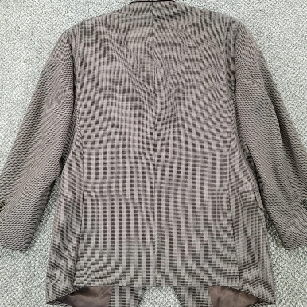 Calvin Klein Mens 39S Brown Micro Houndstooth 100% Wool 2-Button Blazer Jacket
